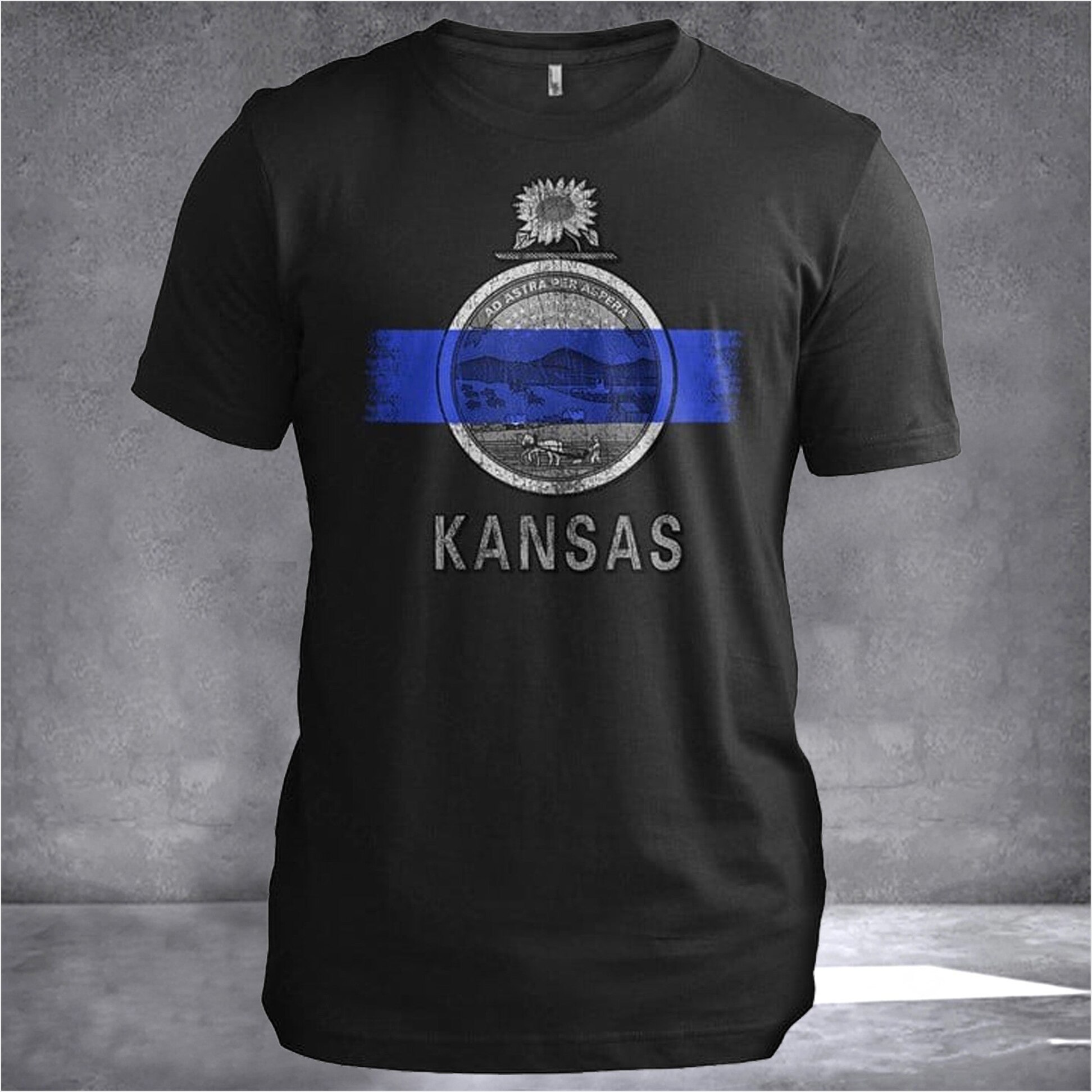 Kansas Police Kansas T-Shirt Thin Blue Line Shirts Men Birthday Gifts For Husband Gifts For BFF