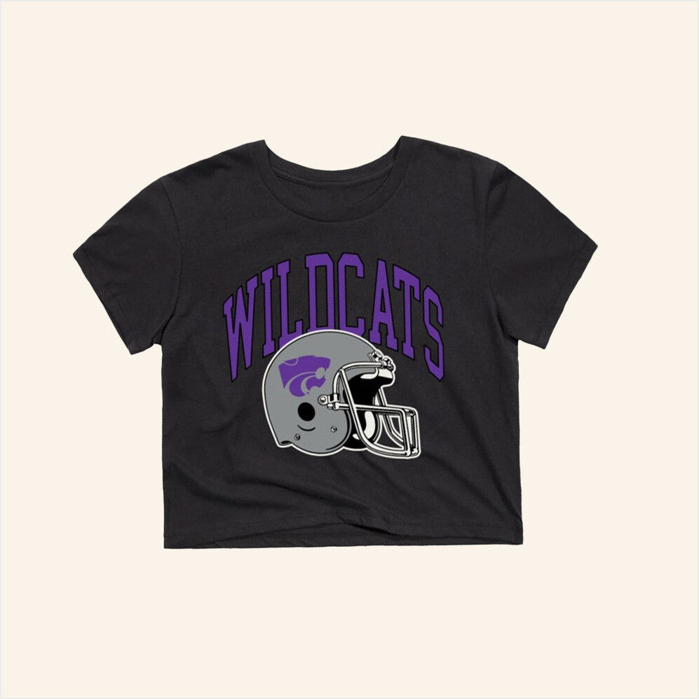Kansas State Wildcats Womens K-State Black Cropped T-Shirt Charlie Hustle Merch Present For Her