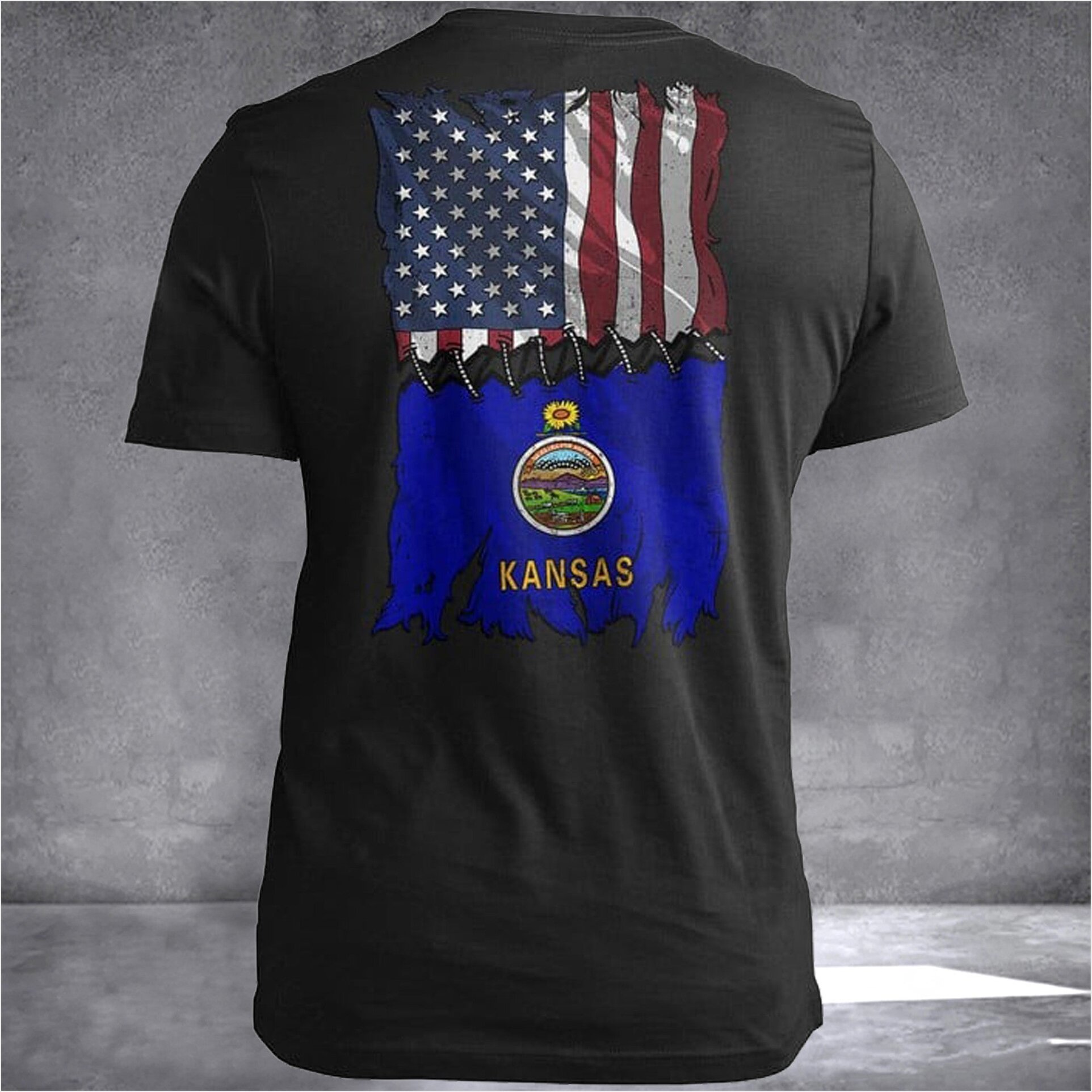 Kansas Stitch Flag USA Kansas T-Shirt Patriotic Shirts Unique Gifts For Son Gifts For Best Friend