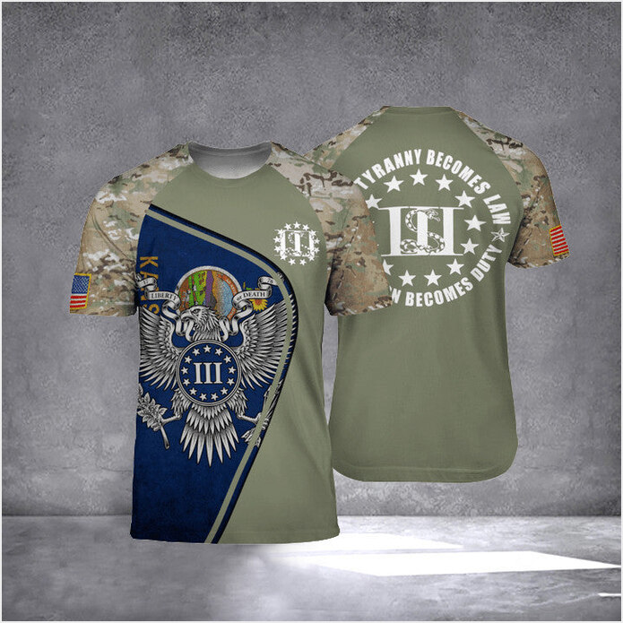 Kansas When Tyranny Becomes Law T-Shirt Kansas Lover Patriotic Shirt Designs Men Camo Clothing