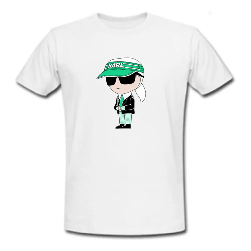 Karl Lagerfeld Green Cap T-Shirt Fan Apparel Gifts For Friends