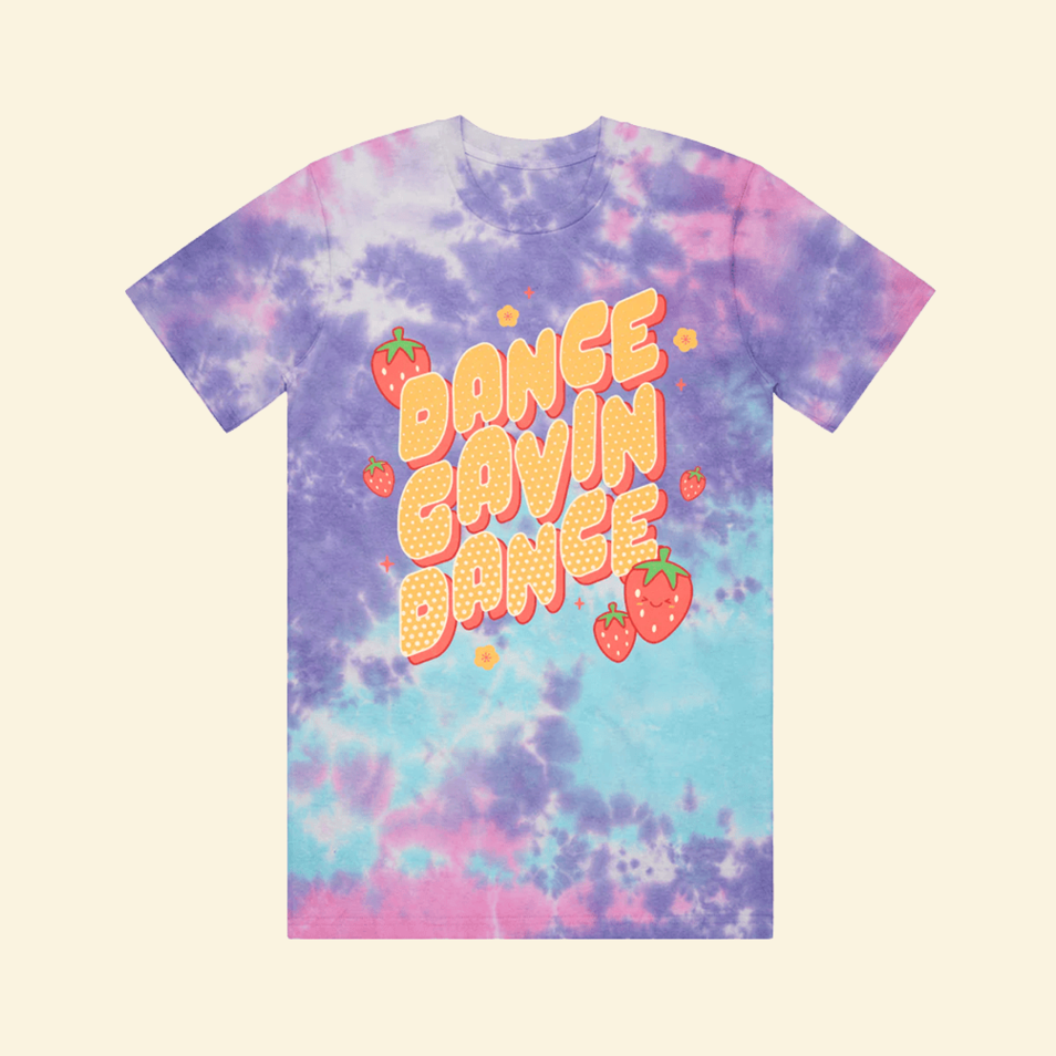 Kawaii Strawberry Tie Dye T-Shirt Dance Gavin Dance Merch Birthday Gifts For Music Fans