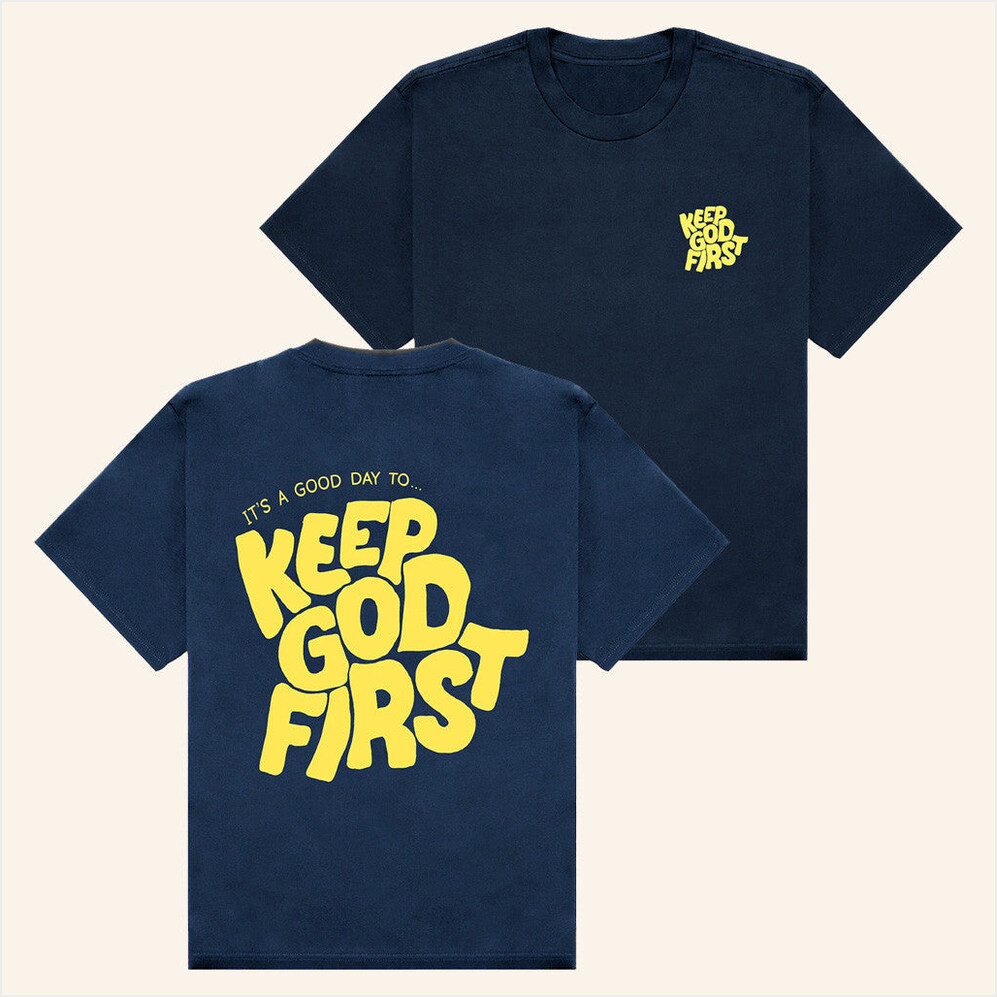 Keep God First Navy T-Shirt Red Letter Clothing Merch Birthday Gifts For Besties