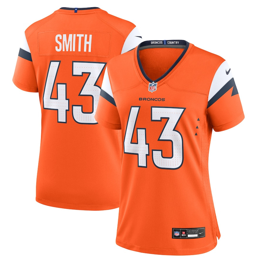 Keidron Smith 43 Denver Broncos Women Team Game Jersey - Orange - JS544