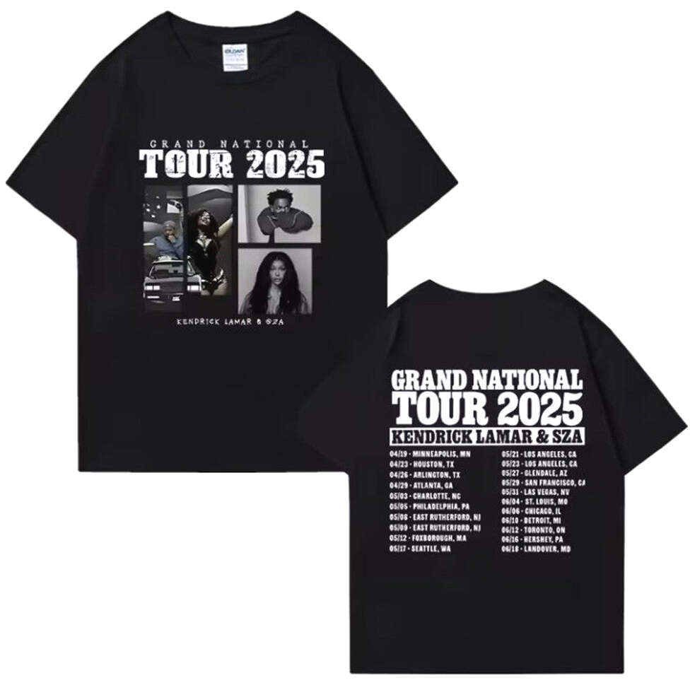 Kendrick And SZA Merch Kendrick Lamar And SZA Grand National Tour 2025 T-Shirt Music Fans Gifts