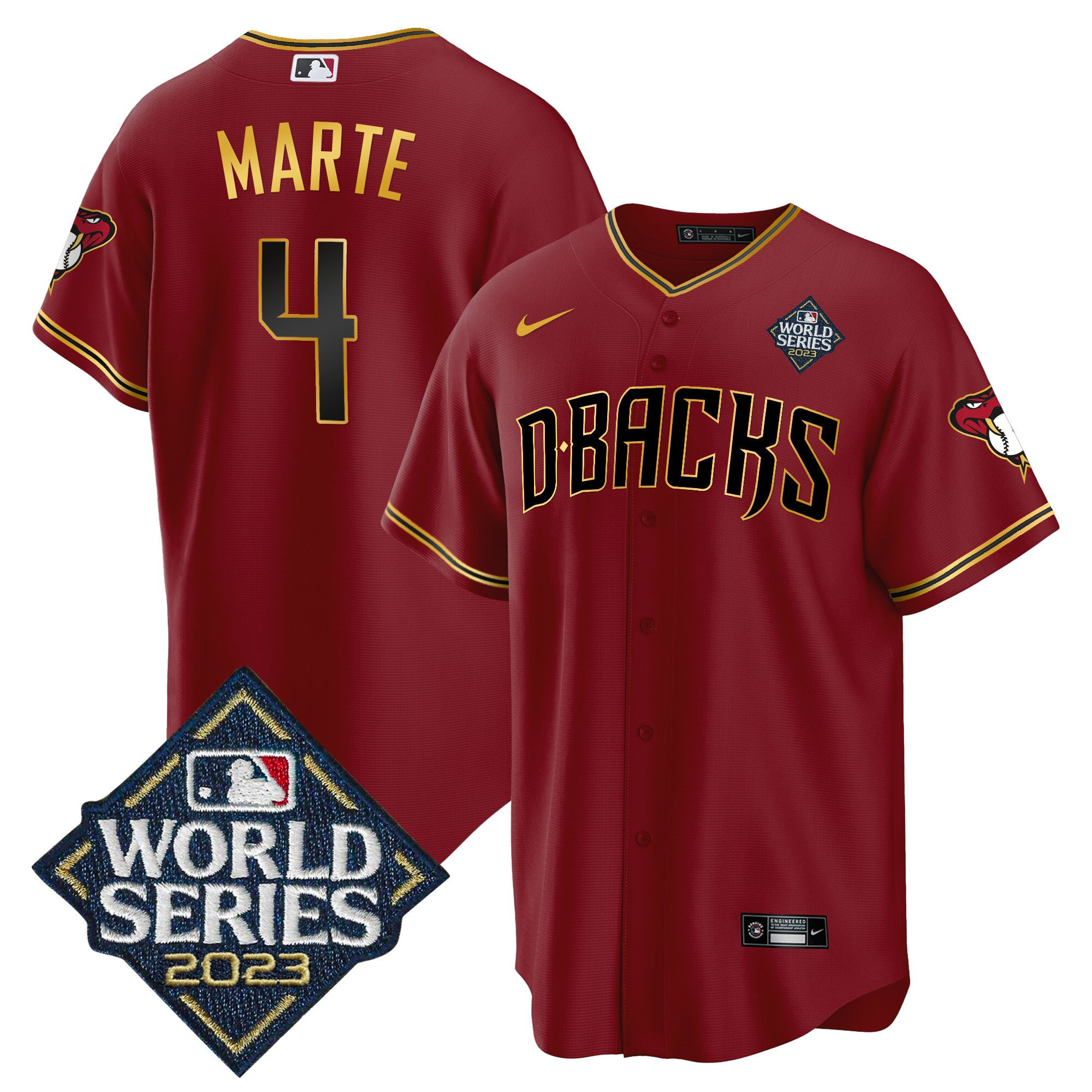 Ketel Marte 4 Arizona Diamondbacks 2023 World Series Men Jersey - Crimson Gold - JS845