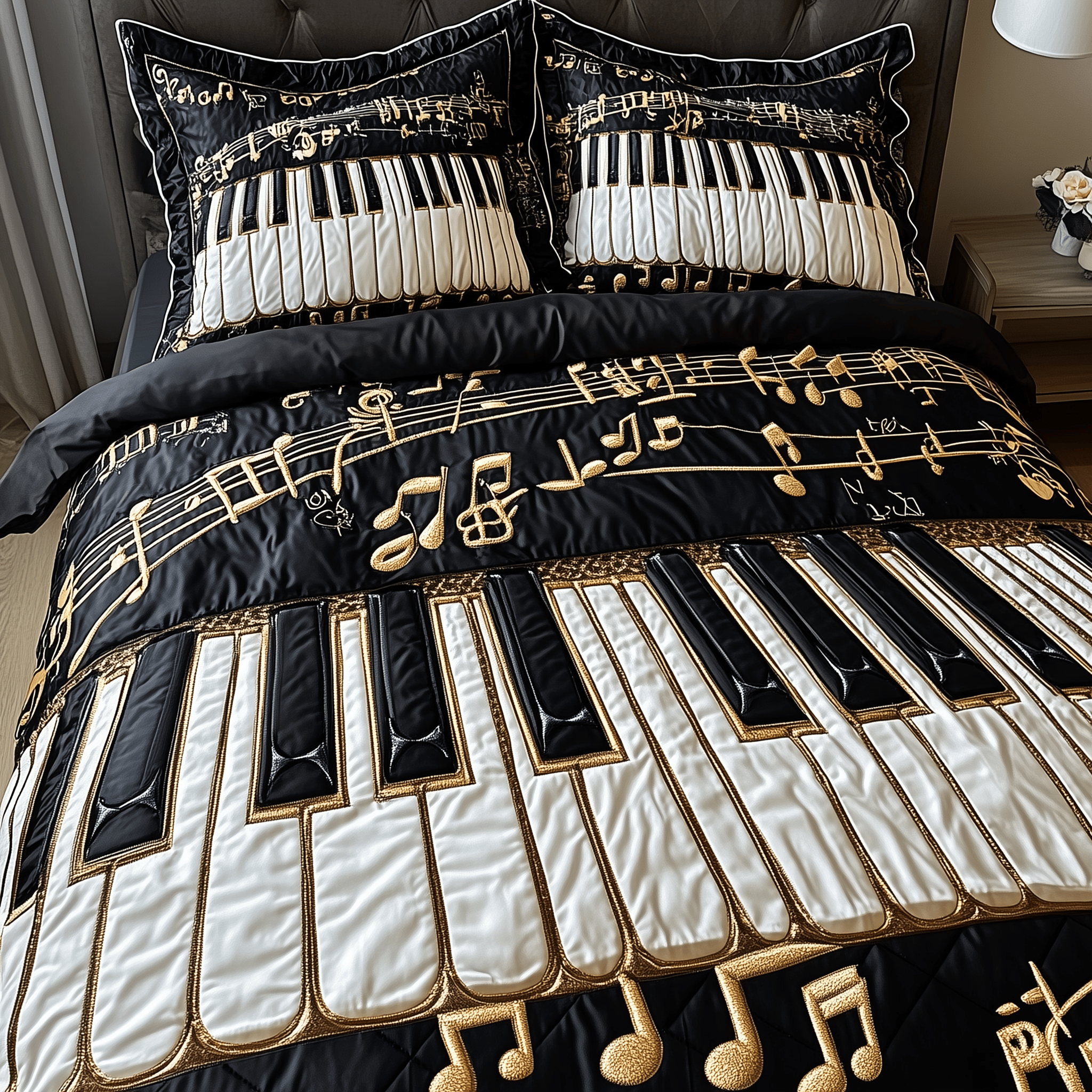 Keyboard Quilted Bedding Set Best Duvet Cover Bedspread Set Good Gifts For Dads