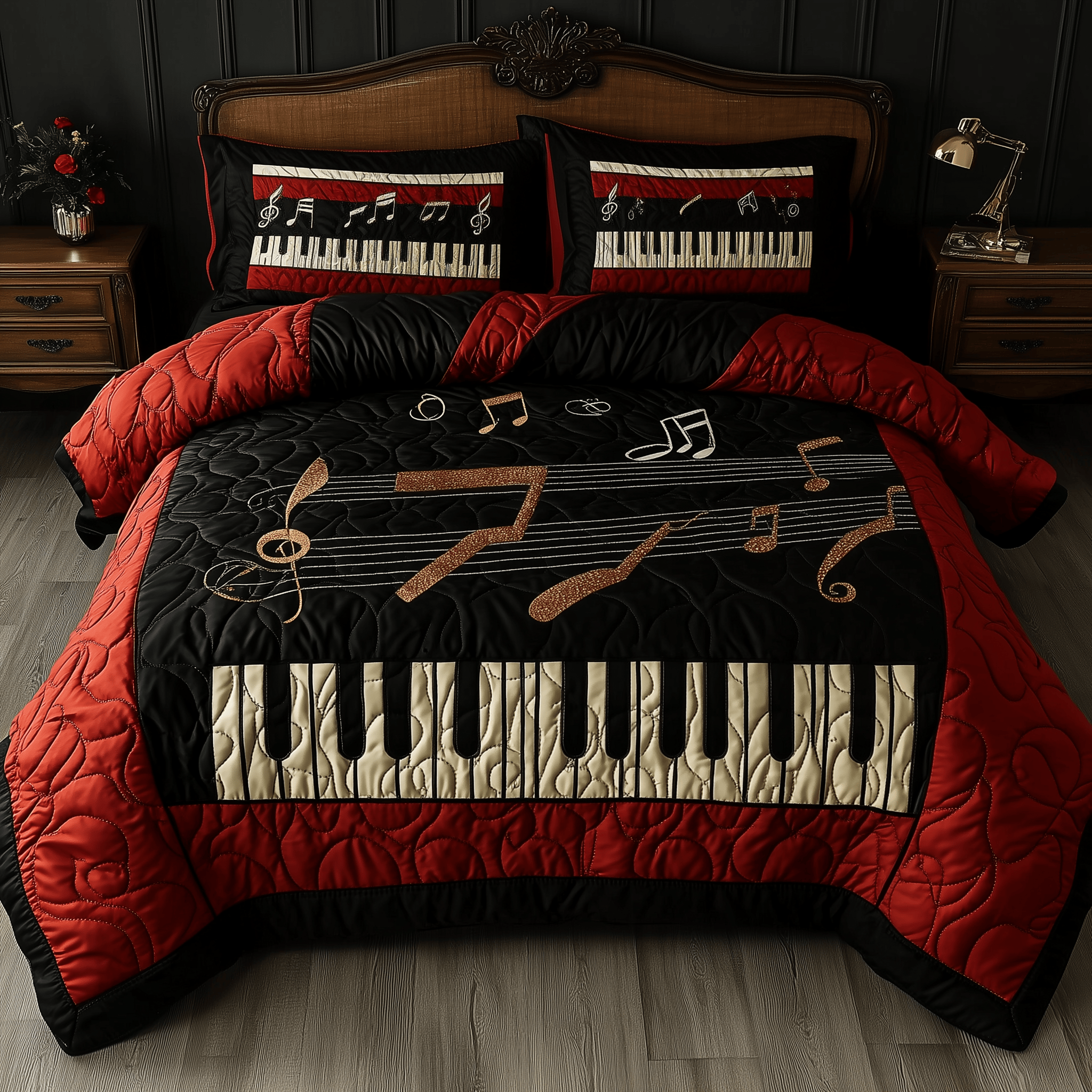 Keyboard Quilted Bedding Set Best Duvet Cover Bedspread Set Good Gifts For Mom