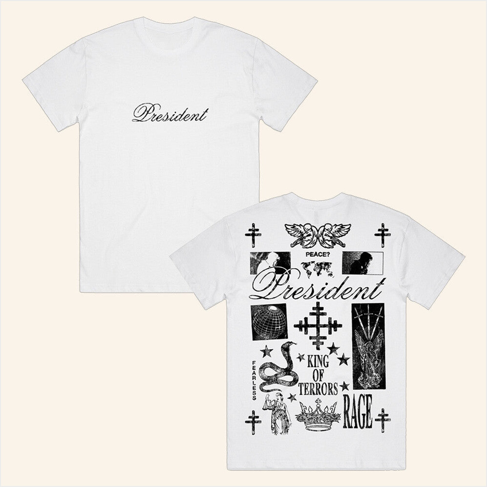 King Of Terrors Script White T-Shirt President Band Merch Birthday Gift Ideas For Fans