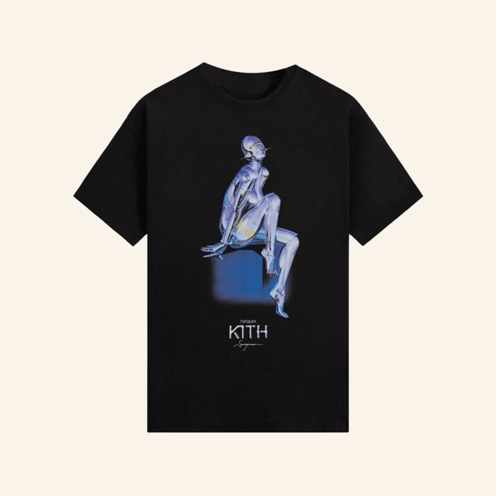 Kith For Nanzuka Gallery Sorayama Model A Stitch T-Shirt Kith Merch Black Fans Birthday Gifts