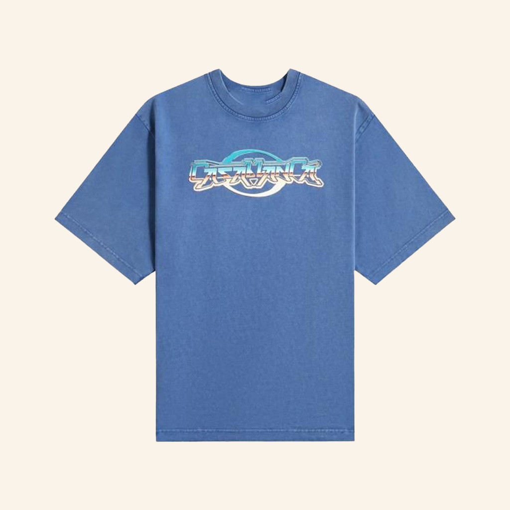 Kith Merch Casablanca Chrome Text Printed T-Shirt Present For Husband