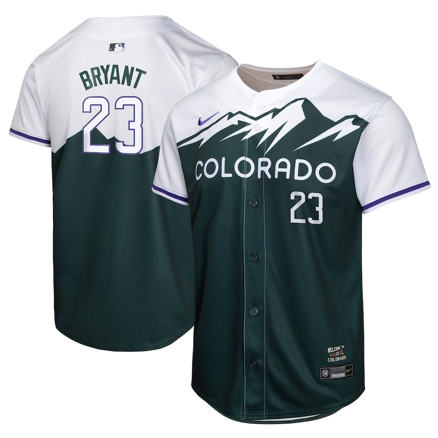 Kris Bryant 23 Colorado Rockies City Connect Limited YOUTH Jersey - Green - JS146