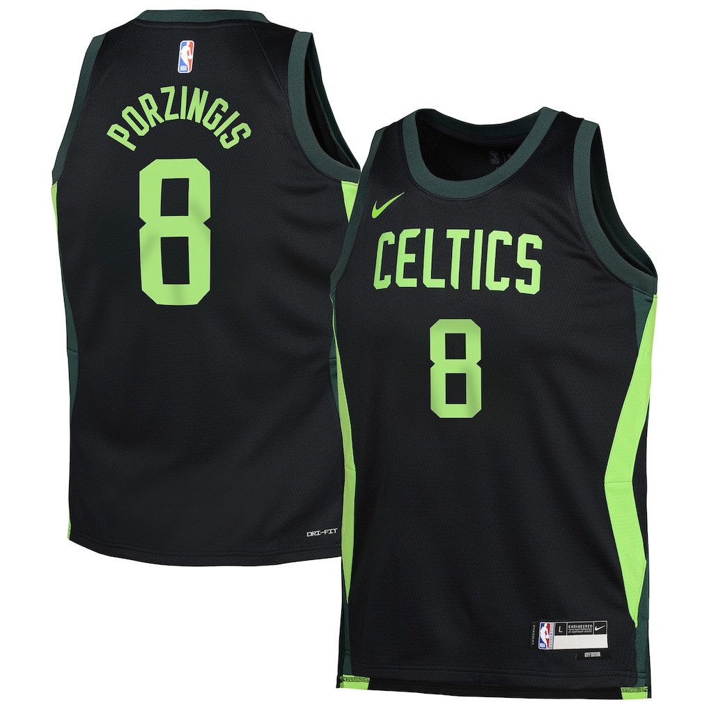 Kristaps Porzingis 8 Boston Celtics 2024/25 Swingman Player YOUTH Jersey - City Edition - Black - JS498