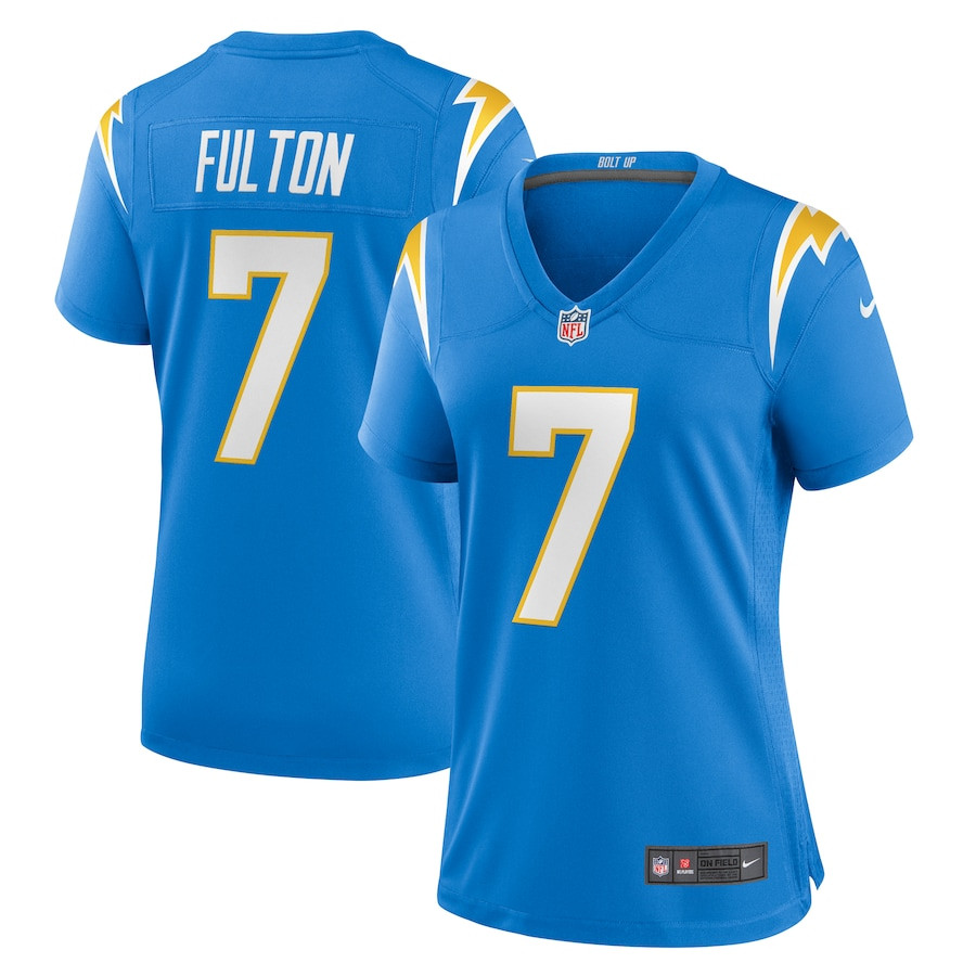 Kristian Fulton 7 Los Angeles Chargers Women's Game Jersey - Powder Blue - JS761