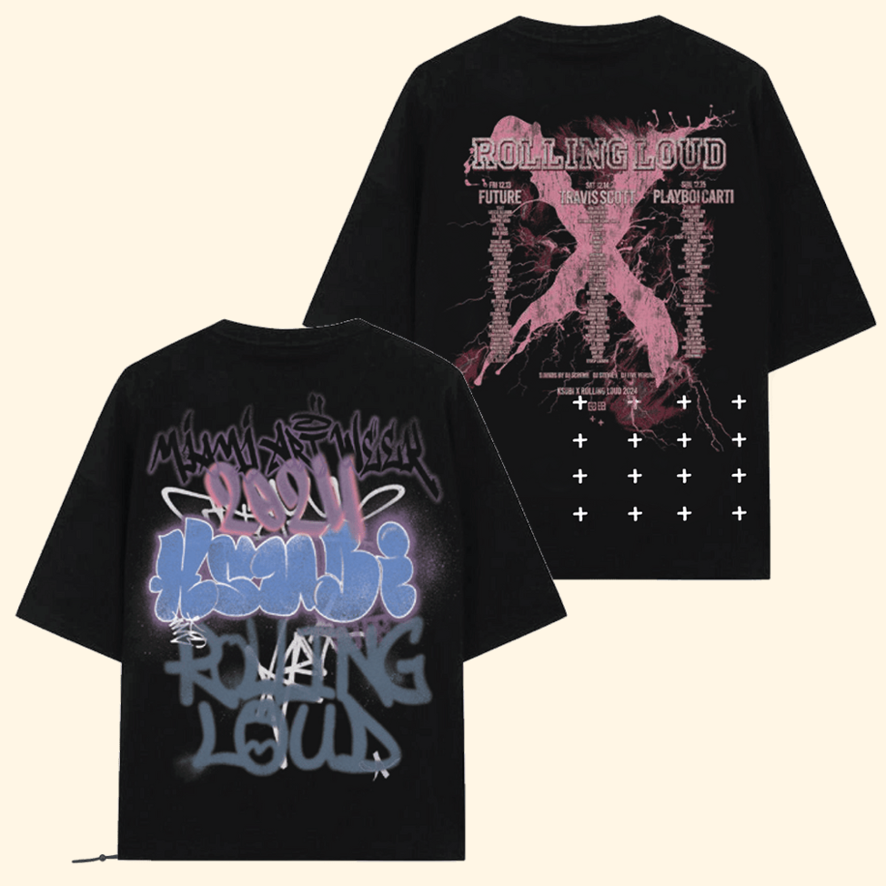KSUBI x Rolling Loud Biggie Jet Black T-Shirt Rolling Loud Merch Father's Day Gifts For Fans