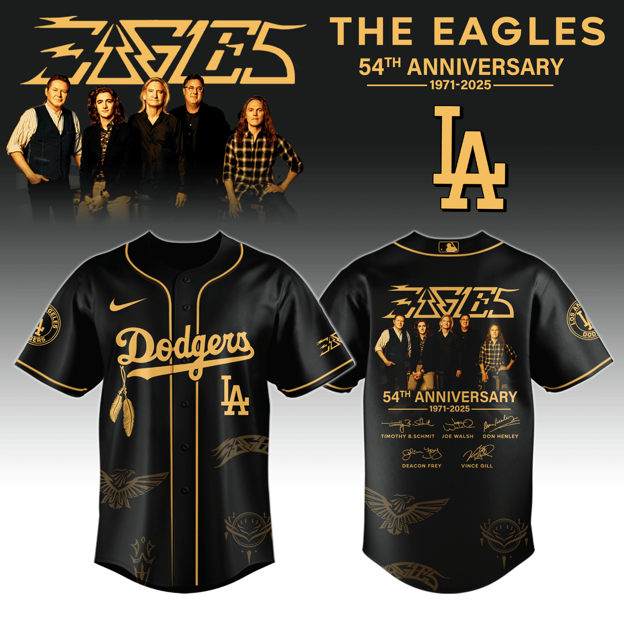 L A Dodgers X Eagles Band Music Jersey 2025 Gift For Baseball Fans