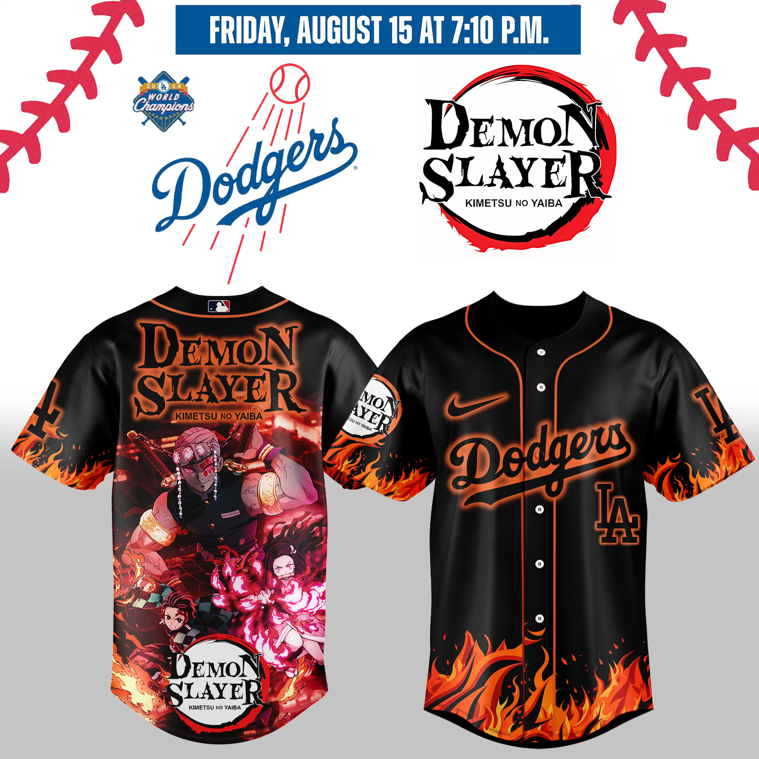 La Dodgers Demon Slayer Jersey 2025 Best Gifts For Baseball Fans