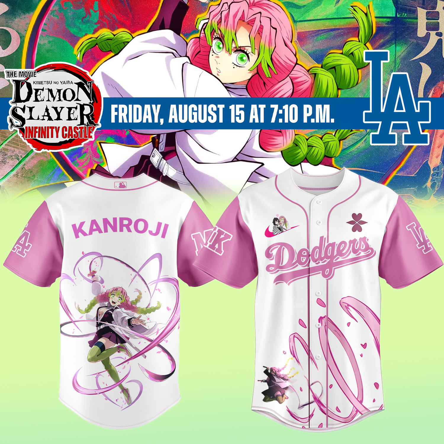 La Dodgers Demon Slayer Mitsuri Kanroji Jersey 2025 Best Gifts For Baseball Fans