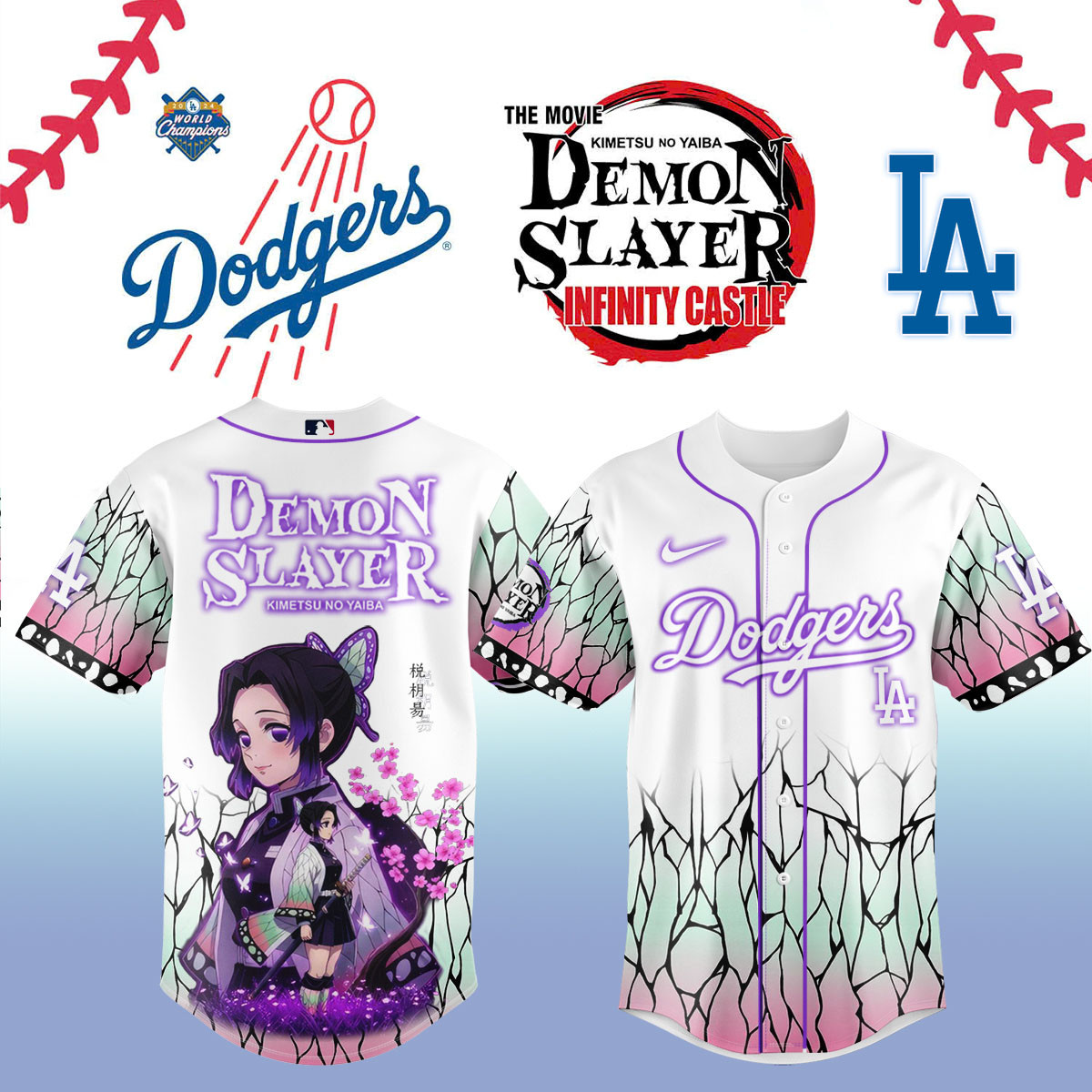 La Dodgers Demon Slayer Shinobu Kocho Jersey 2025 Gift Ideas For Baseball Fans