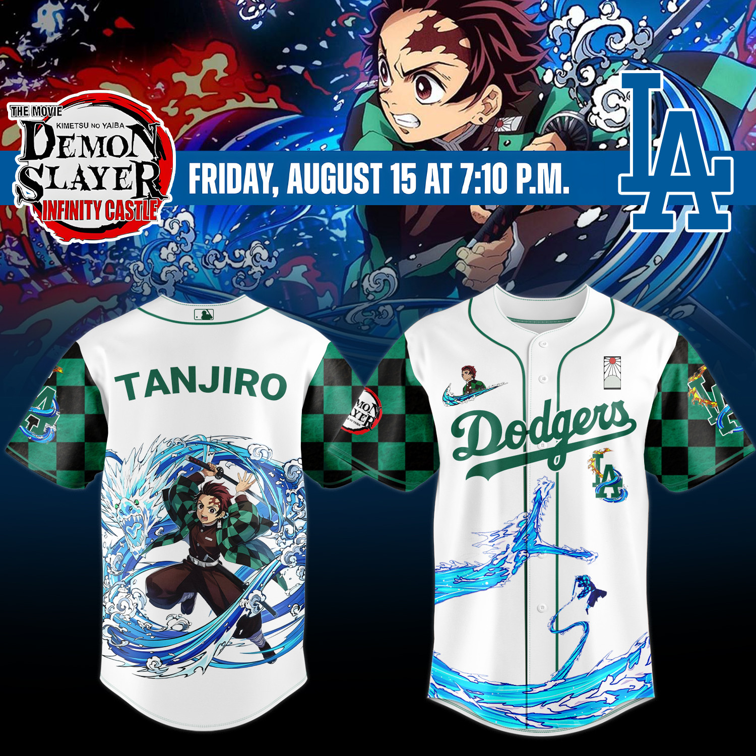 La Dodgers Demon Slayer Tanjiro Jersey 2025 Baseball Lover Gift Ideas