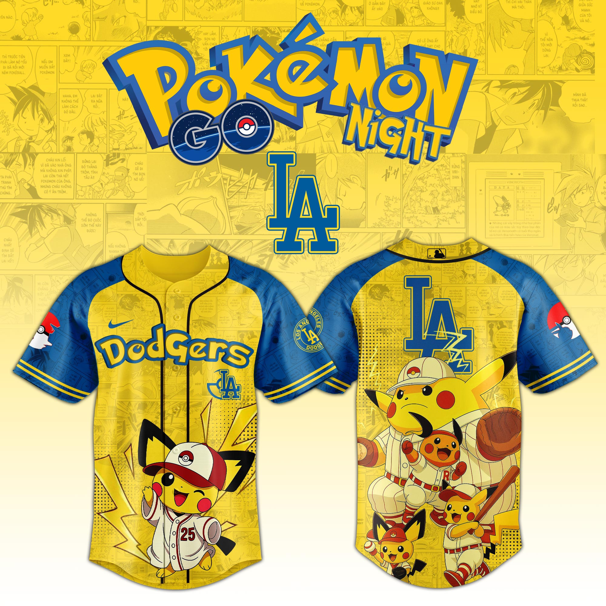 LA Dodgers X Pokemon Go Night 2025 Jersey Gifts For Baseball Lovers
