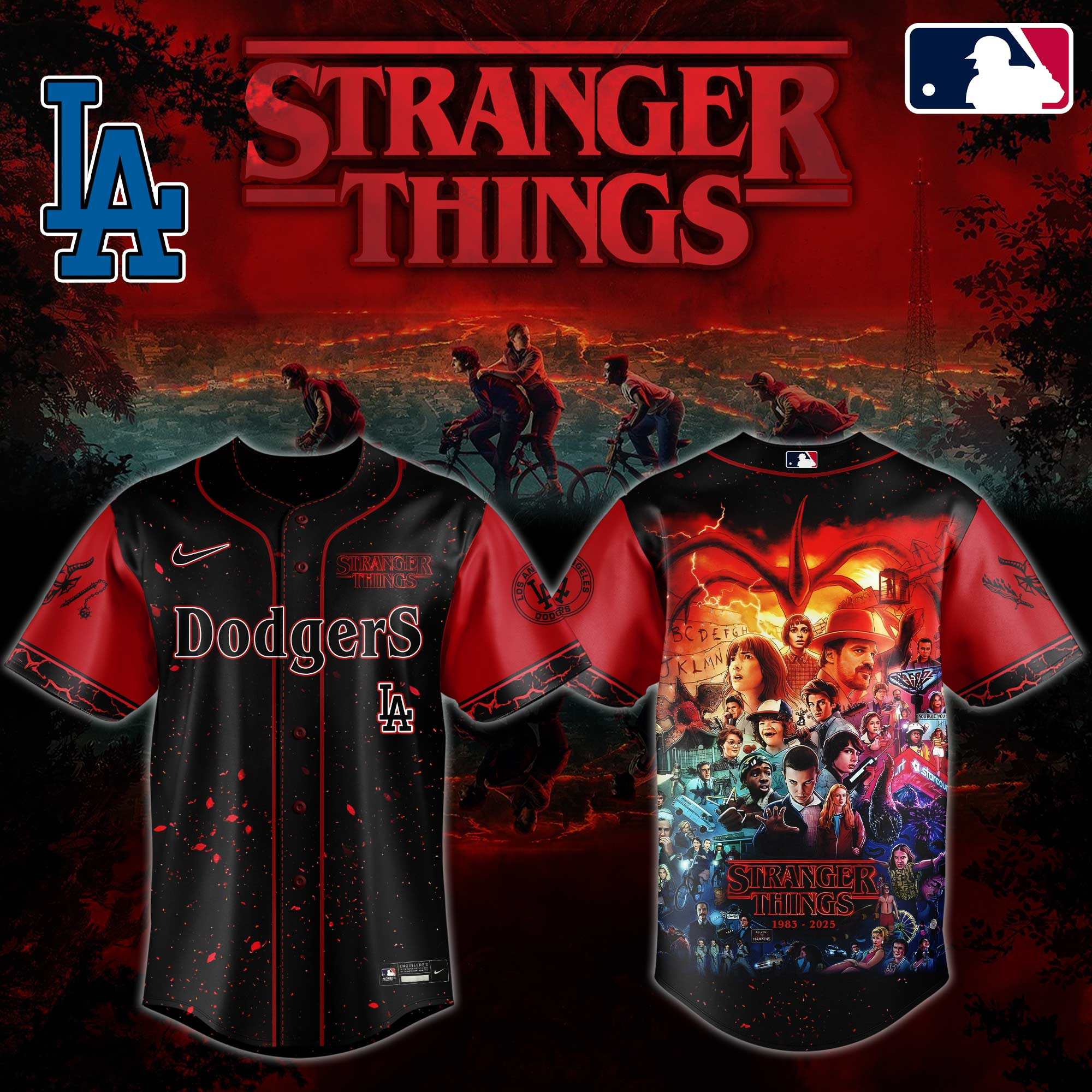 La Dodgers X Stranger Things Jersey 2025 Cool Gifts For Baseball Lovers