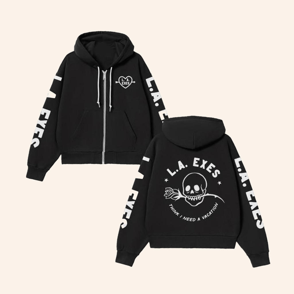 LA Exes Merch Skeleton Zip Hoodie Best Gifts For Music Lovers