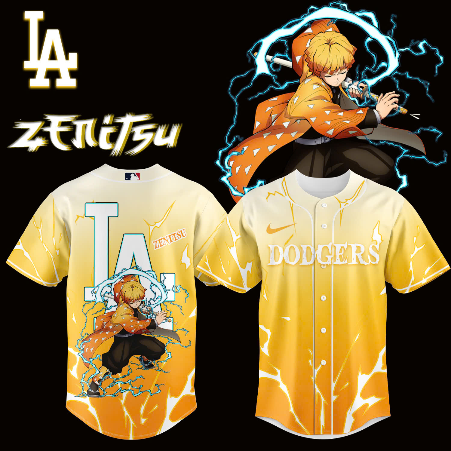 La Vs Demon Slayer Agatsuma Zenitsu Jersey Baseball Enthusiast Gifts