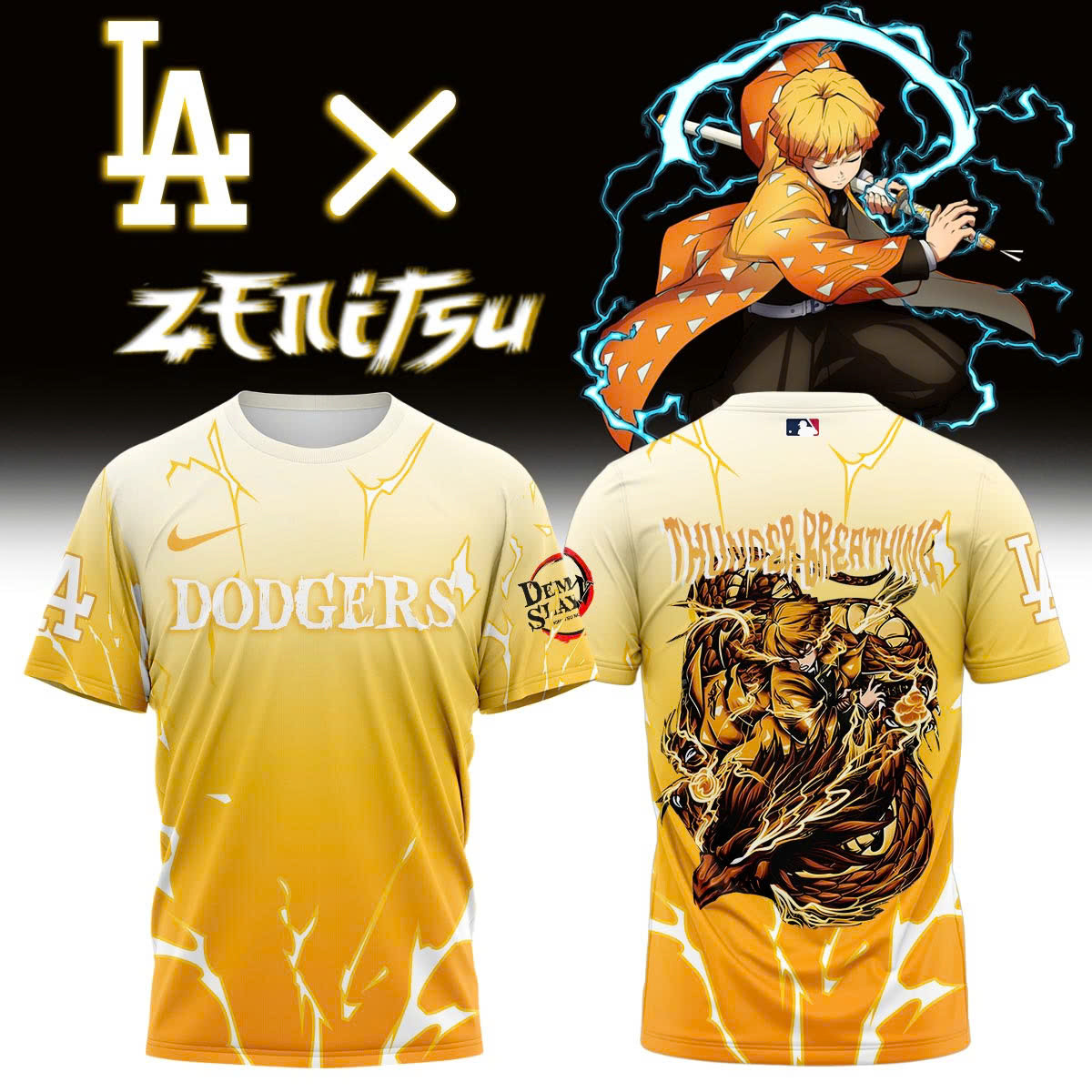 La Vs Demon Slayer Agatsuma Zenitsu T-Shirt Gifts For Baseball Fans