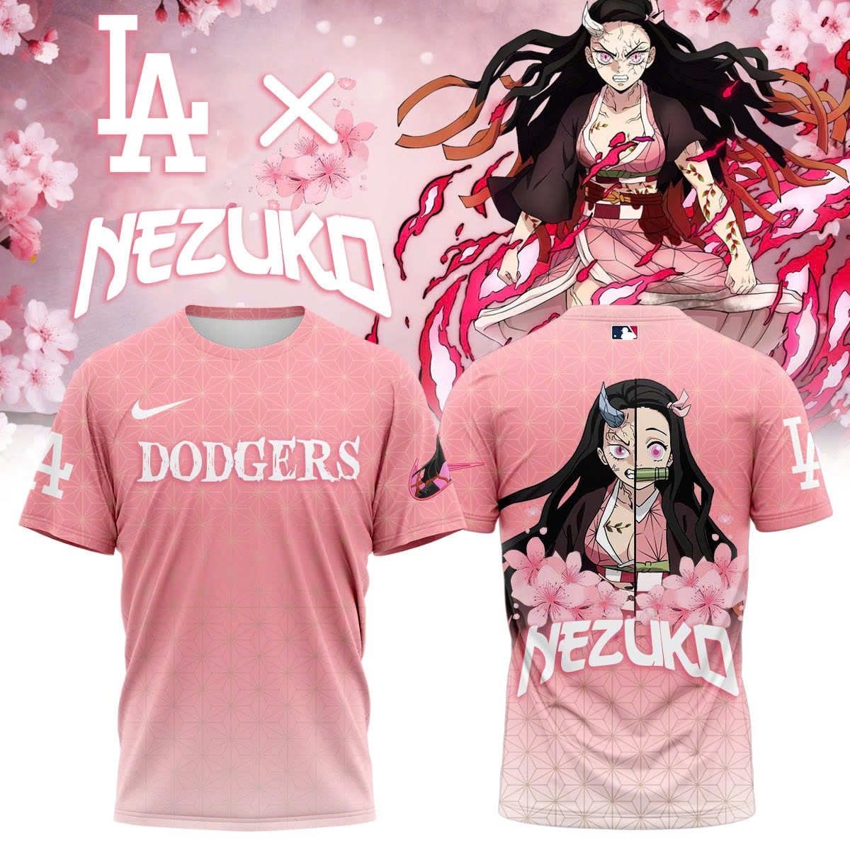 La Vs Demon Slayer Kamado Nezuko T-Shirt Baseball Player Gift Ideas