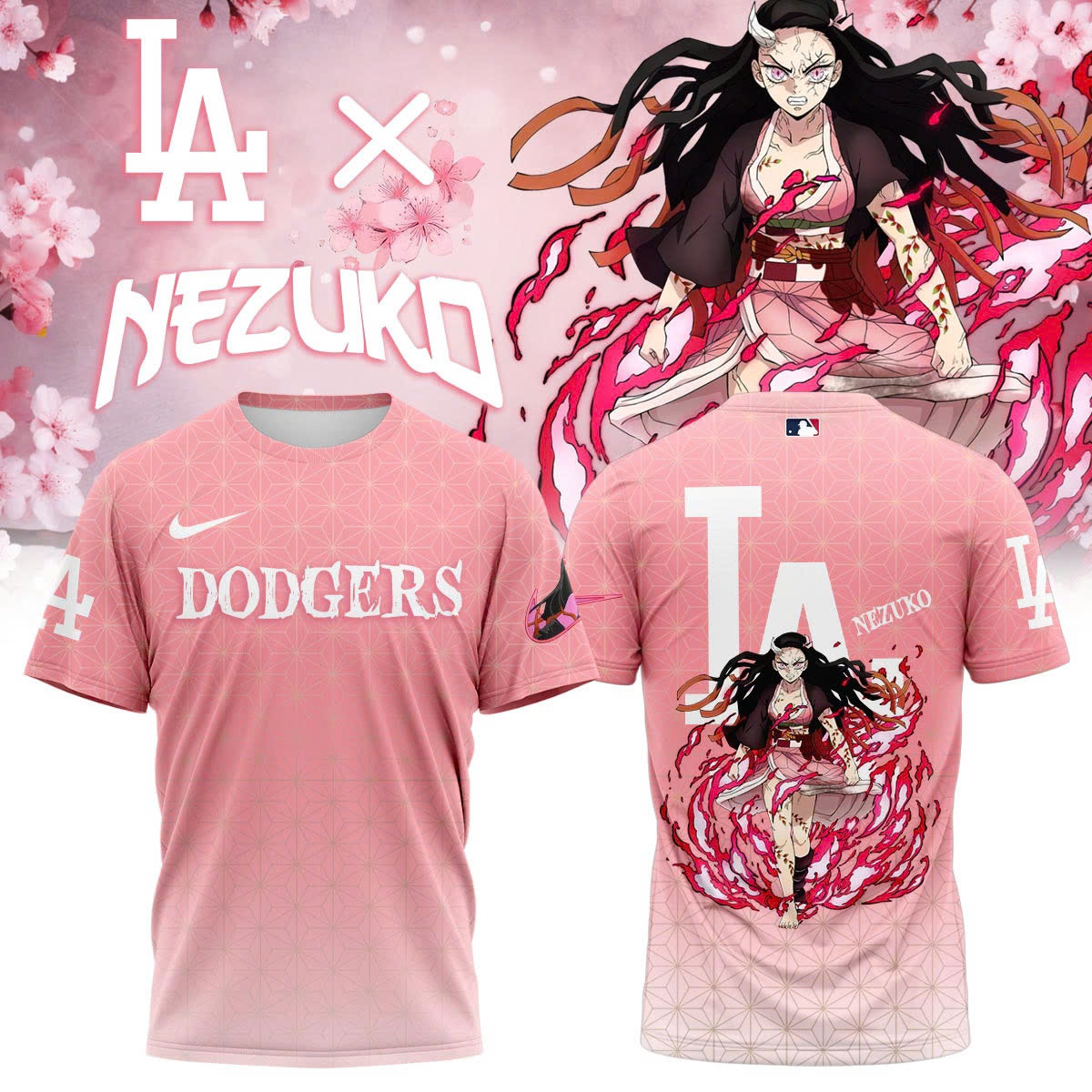 La Vs Demon Slayer Kamado Nezuko T-Shirt Unique Gifts For Baseball Fans