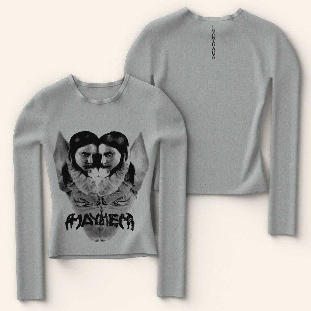 Lady Gaga Mayhem Tour Merch 2025 Concert Gray Reflection Long Sleeve T-Shirt Daughter Gifts