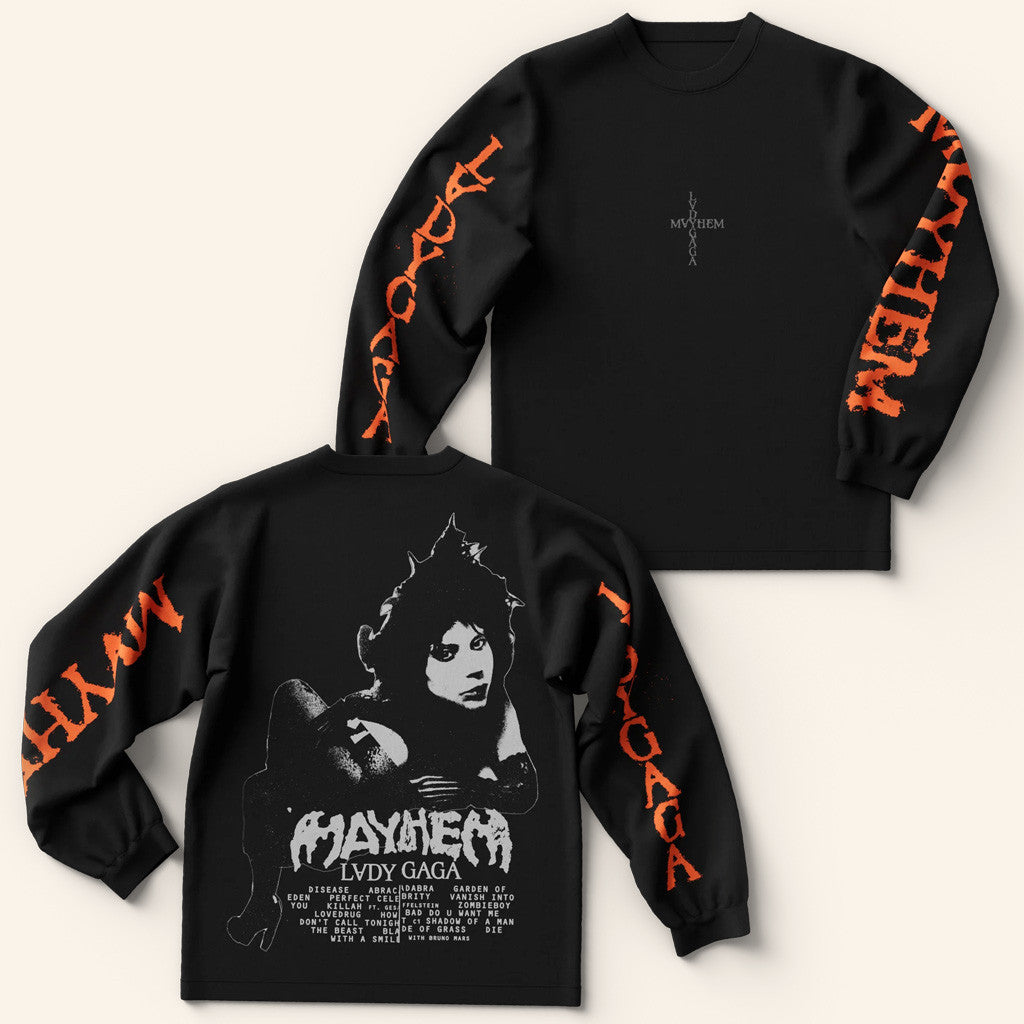 Lady Gaga Mayhem Tour Merch 2025 Concert MAYHEM Long Sleeve T-Shirt Gifts For Fans