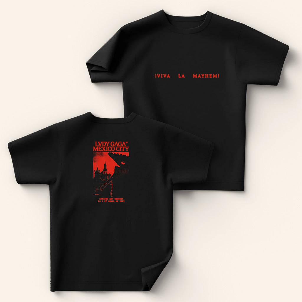 Lady Gaga Mayhem Tour Merch 2025 Concert Shirt Black CDMX Contrast T-Shirt Gifts For Besties