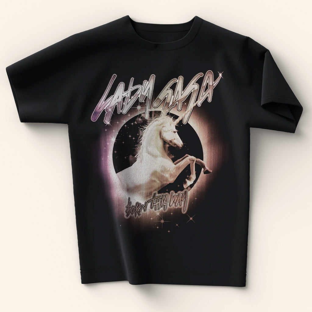 Lady Gaga Mayhem Tour Merch 2025 Concert Shirt Born This Way Unicorn Glow T-Shirt Her Gifts