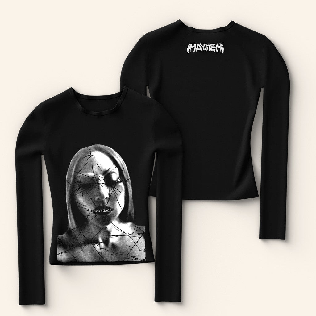 Lady Gaga Mayhem Tour Merch 2025 Concert Shirt Broken Glass Long Sleeve T-Shirt Daughter Gifts