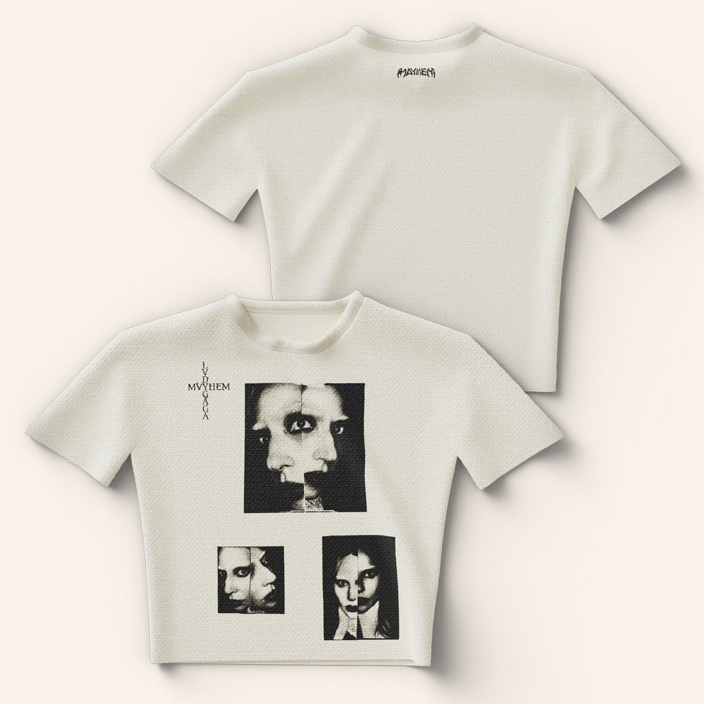 Lady Gaga Mayhem Tour Merch 2025 Concert Shirt Contrast Photo Set Cropped T-Shirt Gifts For Her