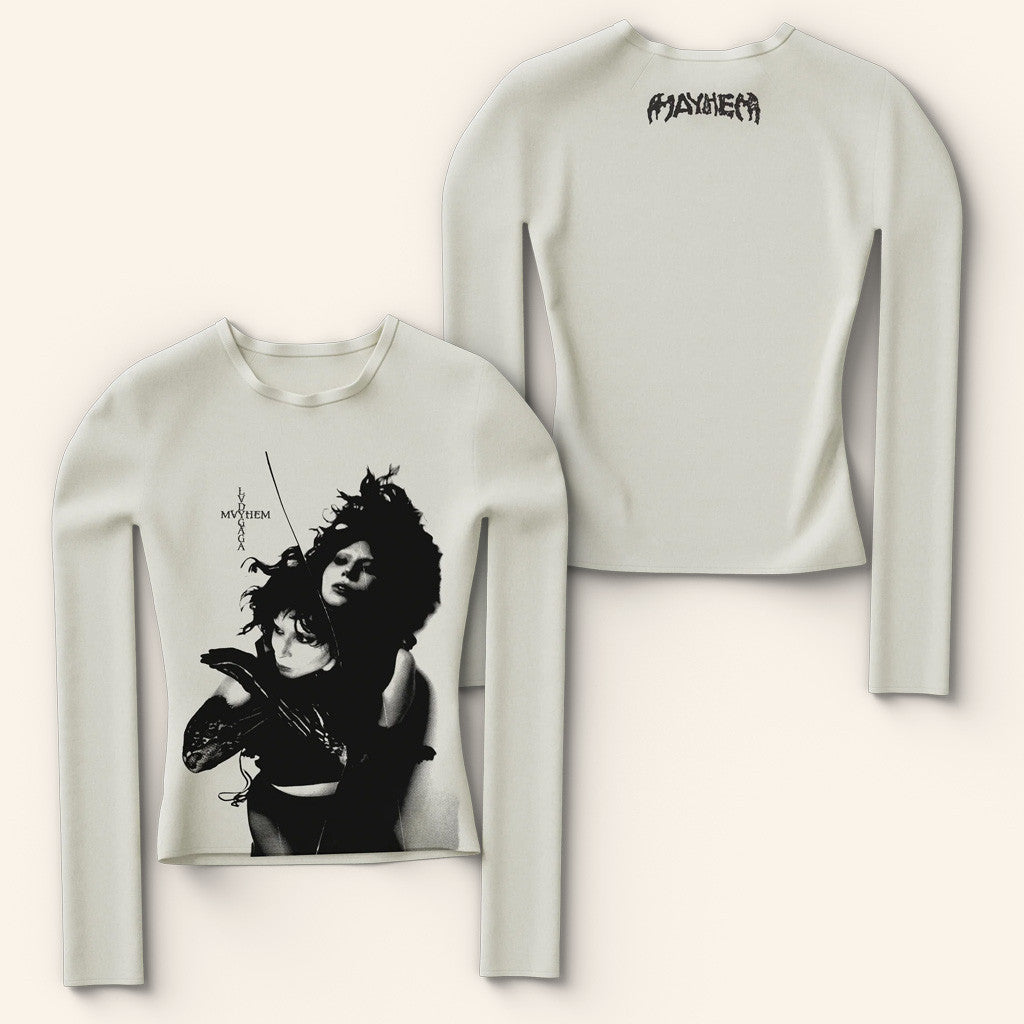 Lady Gaga Mayhem Tour Merch 2025 Concert Splice Fitted Long Sleeve T-Shirt Daughter Gifts