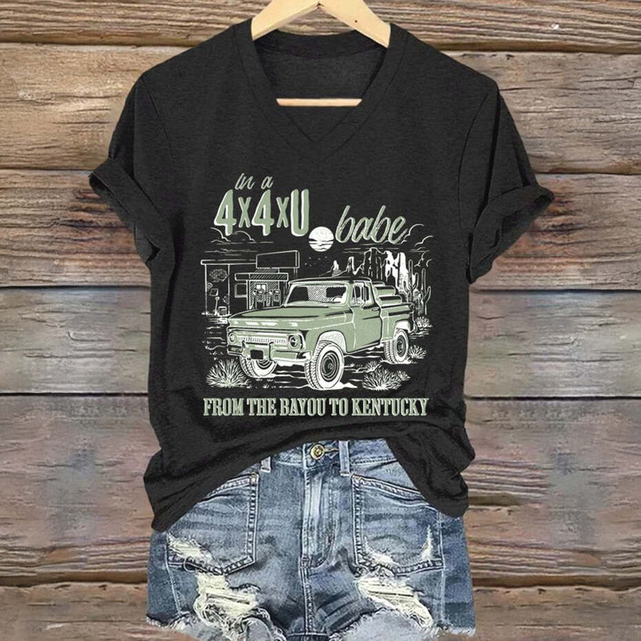 Lainey Wilson Merch 4X4XU Country Music V-neck T-Shirt Gifts For Music Fans Gifts For Friends