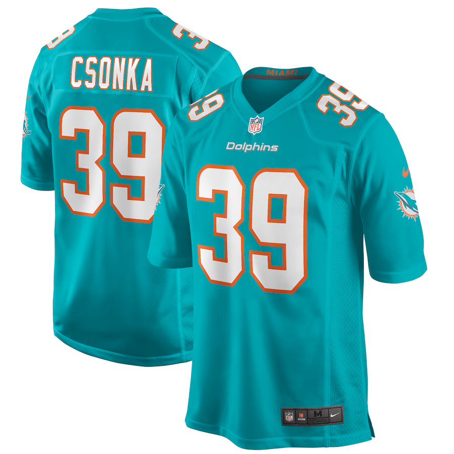 Larry Csonka 39 Miami Dolphins Men Game Retired Jersey - Aqua - JS370
