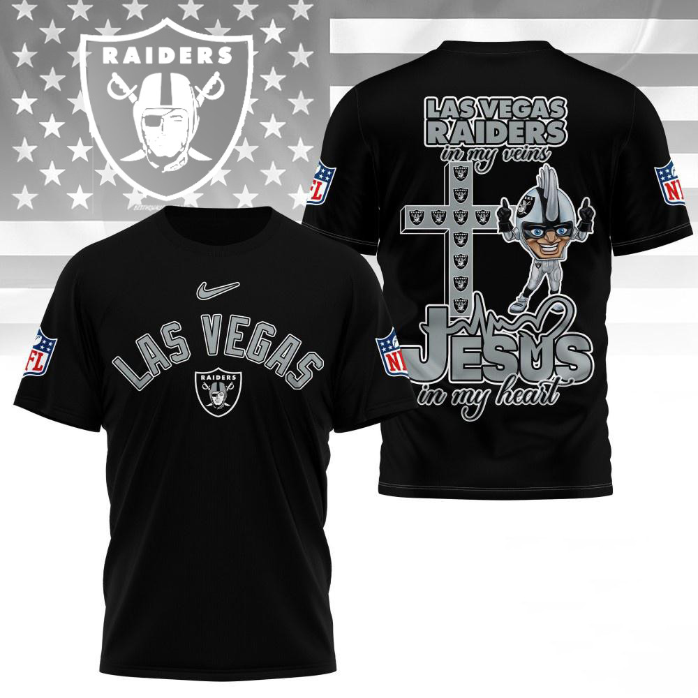 Las Vegas Raiders In My Veins In My Heart All Over Print Shirt Presents For Football Lovers
