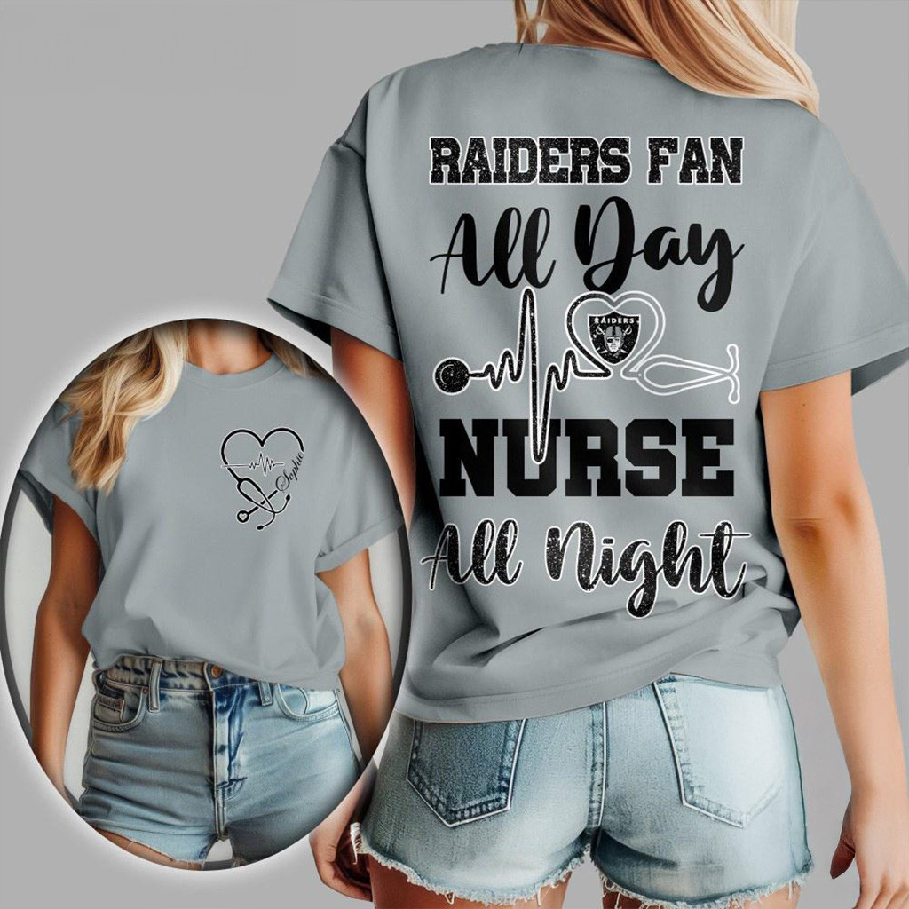 Las Vegas Raiders NFL All Day Nurse All Night Shirt Raiders Merch Football Fan Gift Ideas