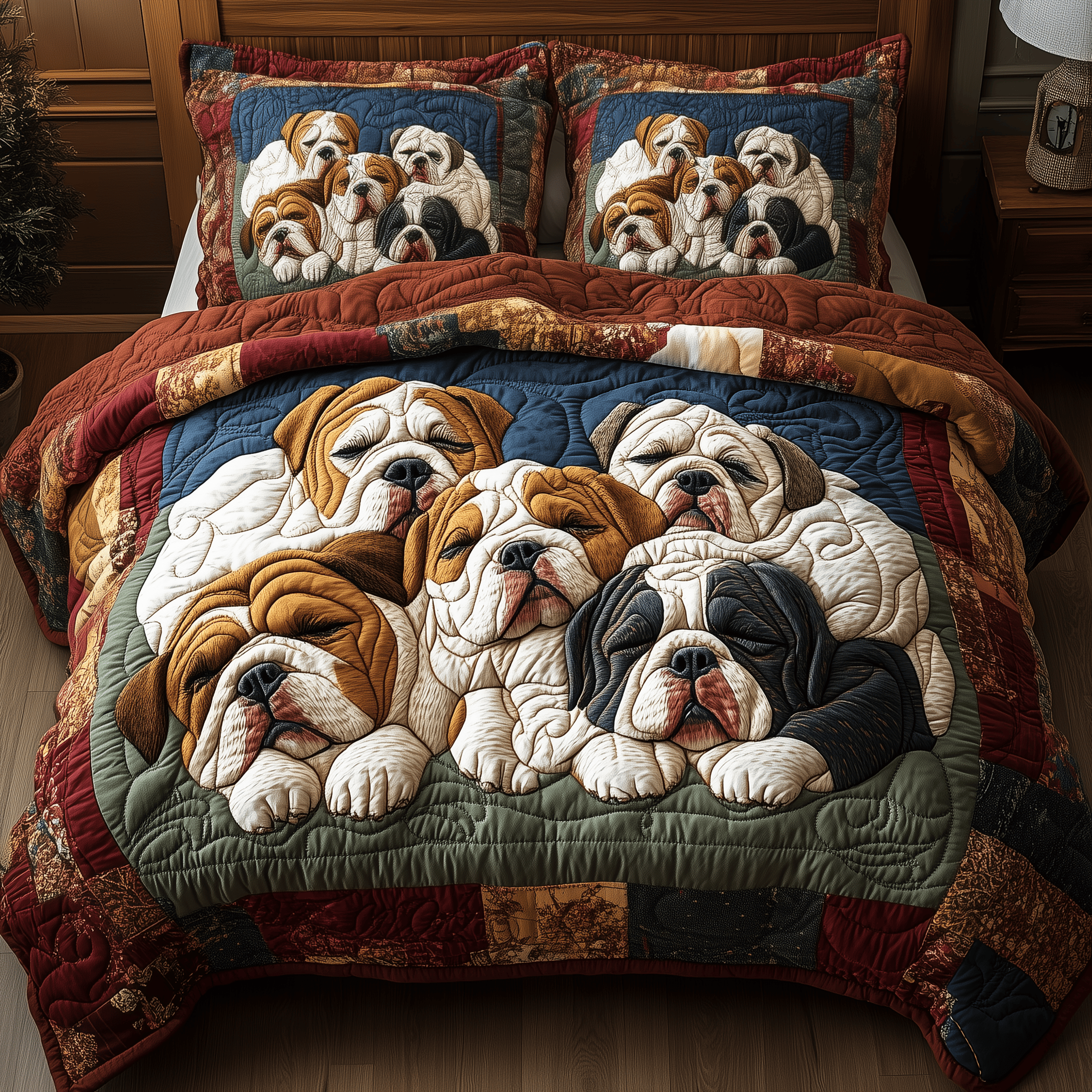 Lazy Bulldog Moments Quilted Bedding Set Best Duvet Cover Bedspread Set Gift For Girlfriend