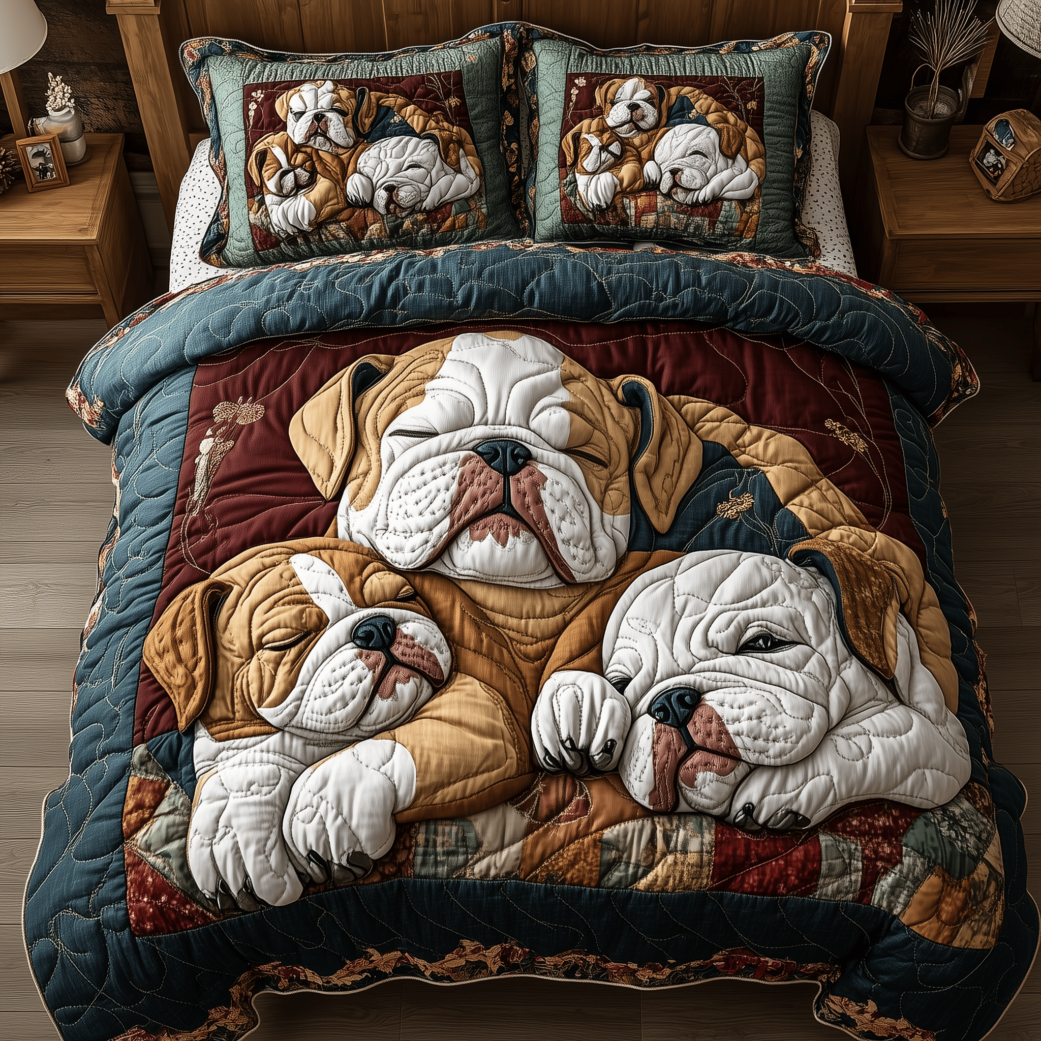 Lazy Bulldog Moments Quilted Bedding Set Best Duvet Cover Bedspread Set Gift For Wife