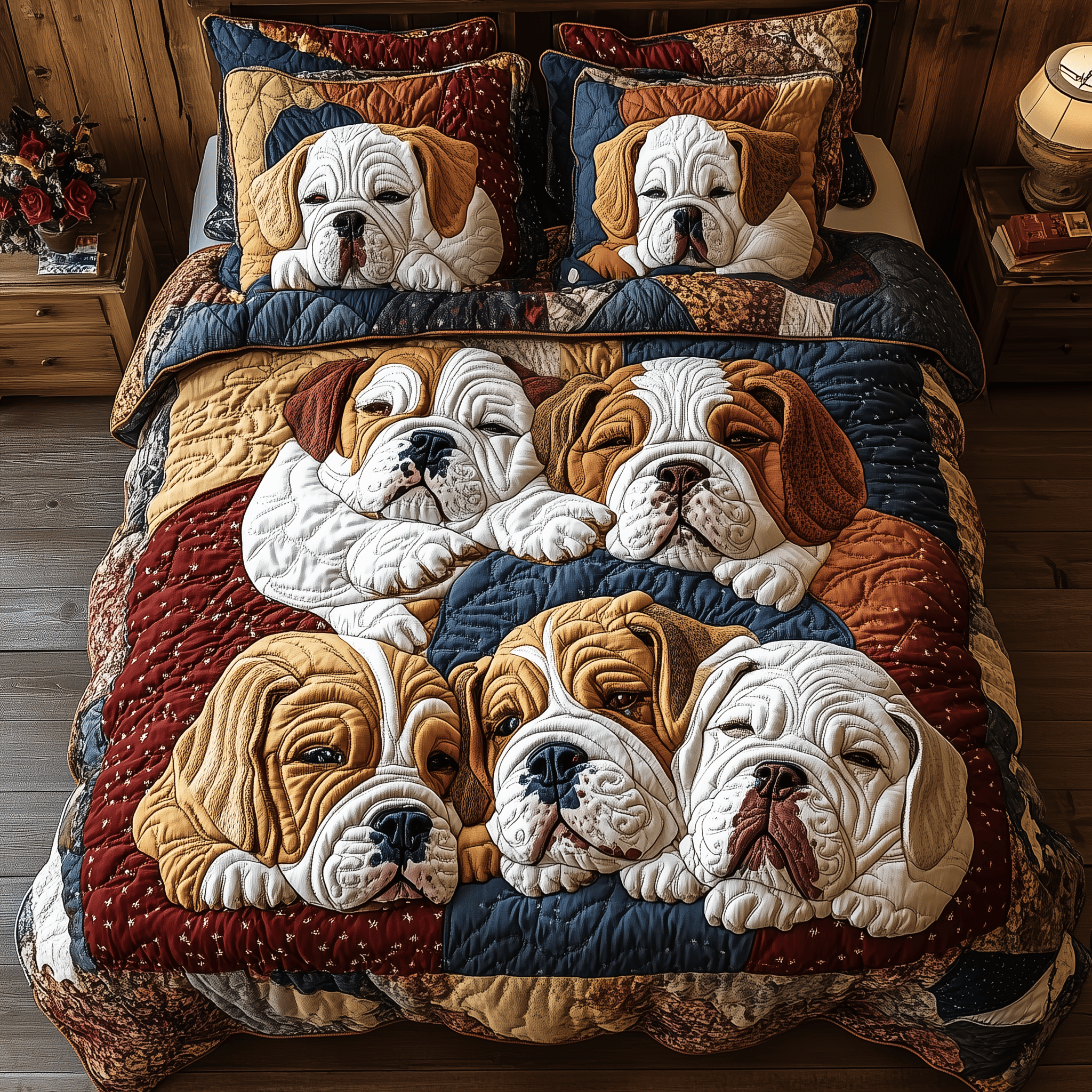 Lazy Bulldog Moments Quilted Bedding Set Best Duvet Cover Bedspread Set Gift Ideas For Wife