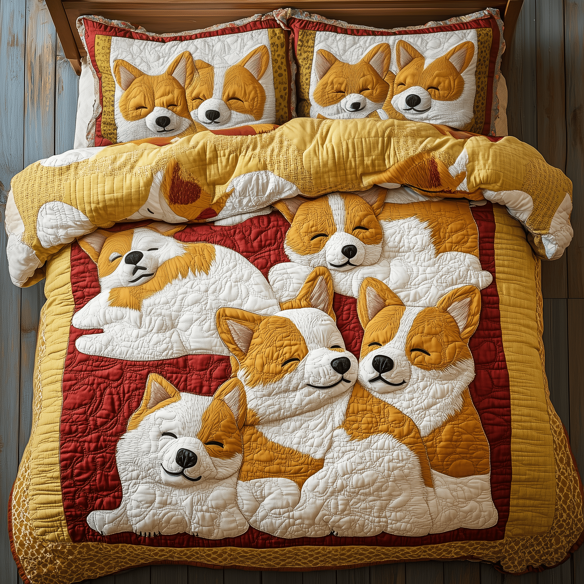Lazy Corgi Moments Quilted Bedding Set Best Duvet Cover Bedspread Set Corgi Gifts For Him Her