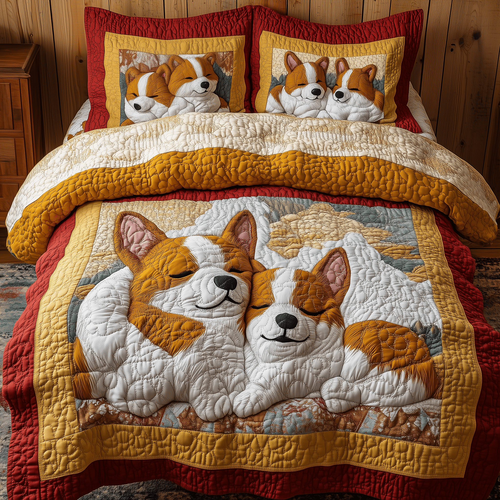 Lazy Corgi Moments Quilted Bedding Set Best Duvet Cover Bedspread Set Corgi Owner Gifts
