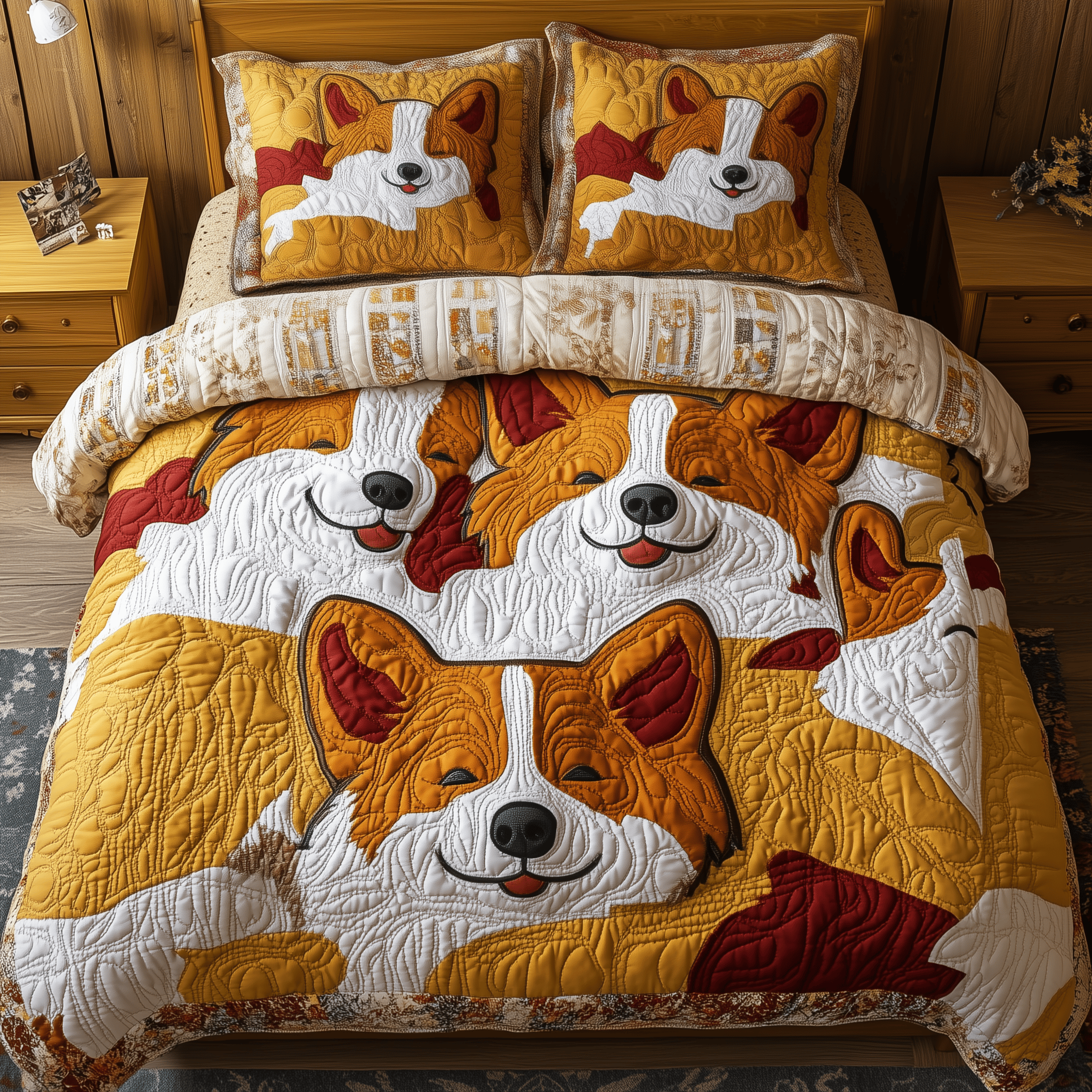 Lazy Corgi Moments Quilted Bedding Set Best Duvet Cover Bedspread Set Gifts For Corgi Lovers