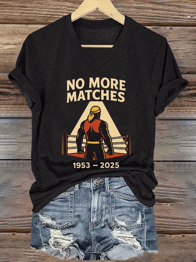 Legendary Wrestler Memorial V-neck Shirt No More Matches 1953 2025 Shirt Gifts For Wife