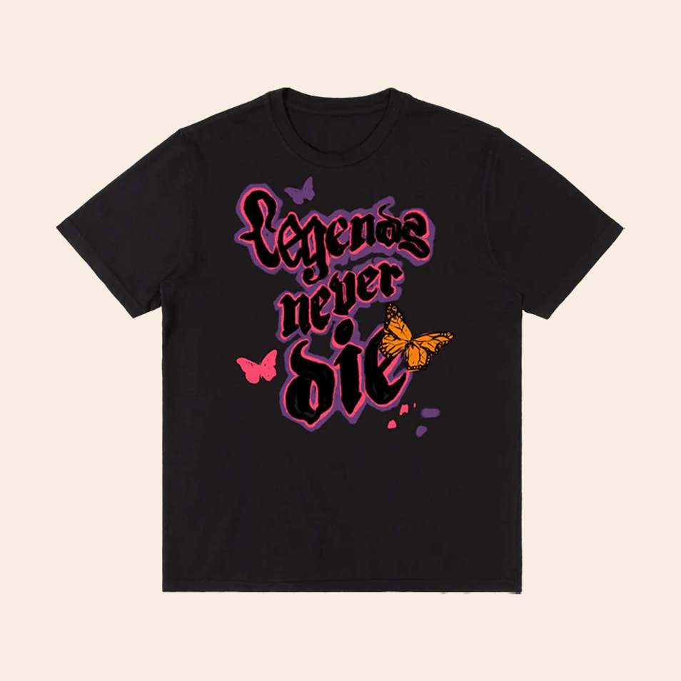 Legends Never Die Black T-Shirt 999 Club Merch Birthday Gifts For Friends Christmas Presents